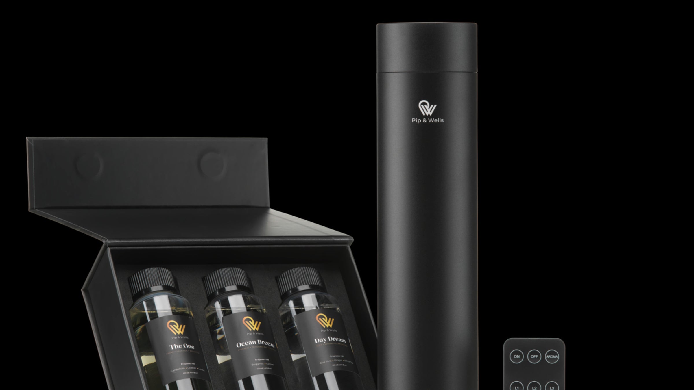 Pure One diffuser set with fragrance oils and remote control