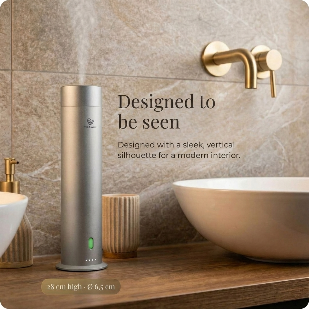 Pure One waterless cold-air diffuser, Brushed Silver, detail - Pip & Wells