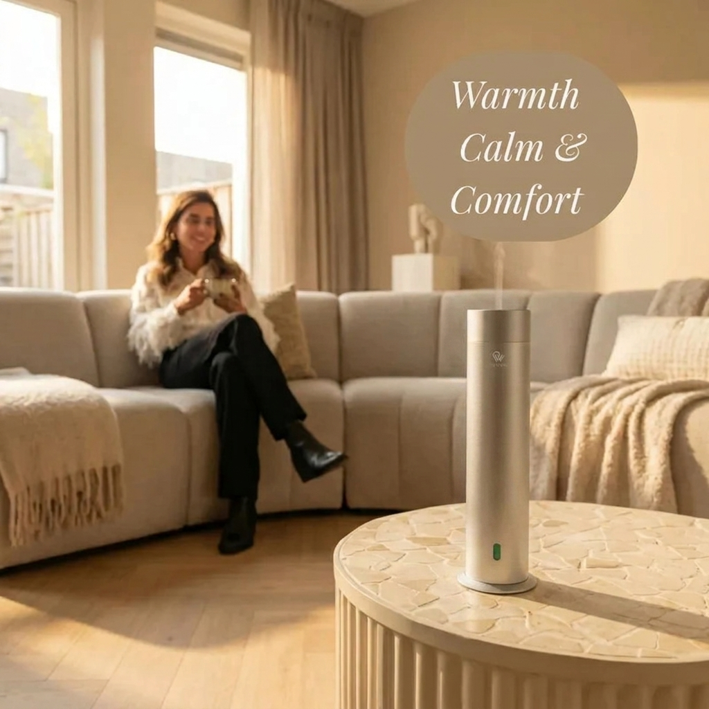 Pure One waterless cold-air diffuser, Brushed Silver, close-up - Pip & Wells