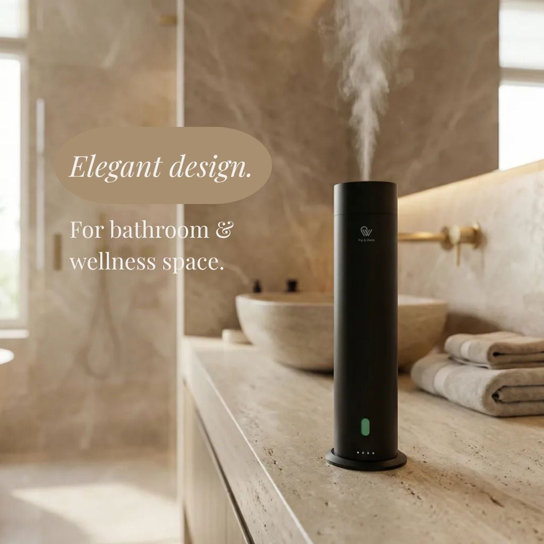 Pure One waterless cold-air diffuser, Matte Black, close-up - Pip & Wells