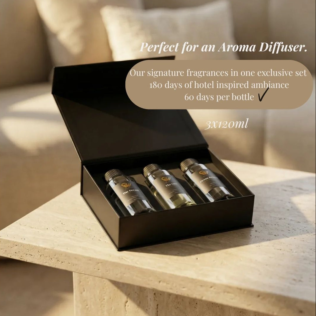 Pip & Wells gift box with three fragrance oil bottles